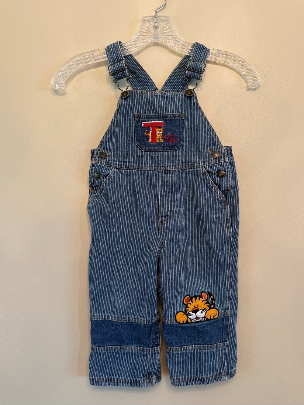 Vintage Disney T is for Tiger Denim Overalls 24M